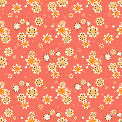 Pattern - floral inspiration, gentle red background. Seamless vector editable pattern