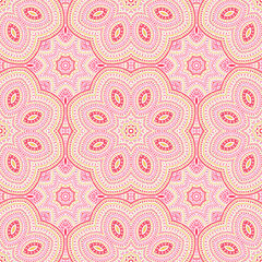 Muslim ethnic floral vector seamless ornament. Wallpaper print design. Decorative spanish motif. Floor decor design. Geometric shapes composition.