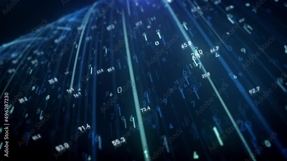 Poster big data digital business hitech background/ 4k animation of an abstract wallpaper big data business
