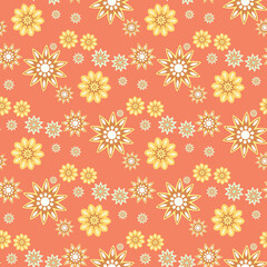 Solar pattern, flower garland. Seamless editable vector pattern