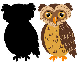 owl character silhouette on white background
