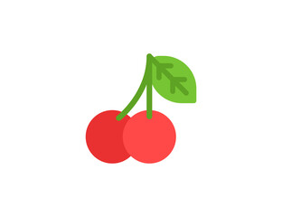 Cherry vector flat emoticon. Isolated Cherry emoji illustration. Cherry icon