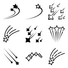 Starfall Flat Icon Set Isolated On White Background