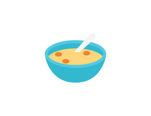 Bowl with Spoon vector flat emoticon. Isolated Bowl with Spoon emoji illustration. Bowl with Spoon icon