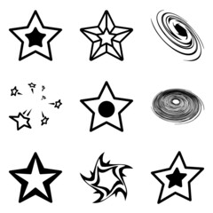 Stars2 Flat Icon Set Isolated On White Background