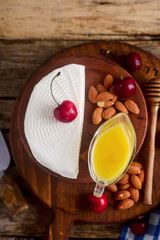 cheese on the cutting board. selective focus