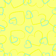 Vector seamless pattern with hearts in Ukrainian colors