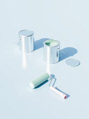 ペンキ缶とペイントローラー