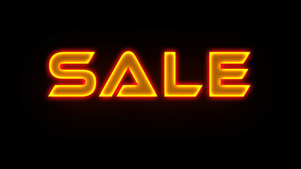 Sale concept Neon sign Lettering type design dark background