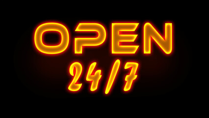 Open concept Neon sign Lettering type design dark background