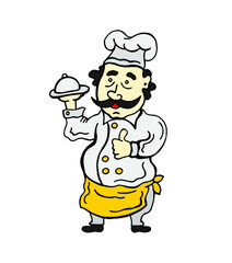 Illustration of a karekaturnongo chef isolated on white background.
