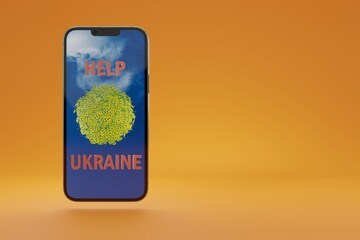 Help Ukraine donation concept with copyspace. Armed conflict in Europe. 3d render. - 496292652