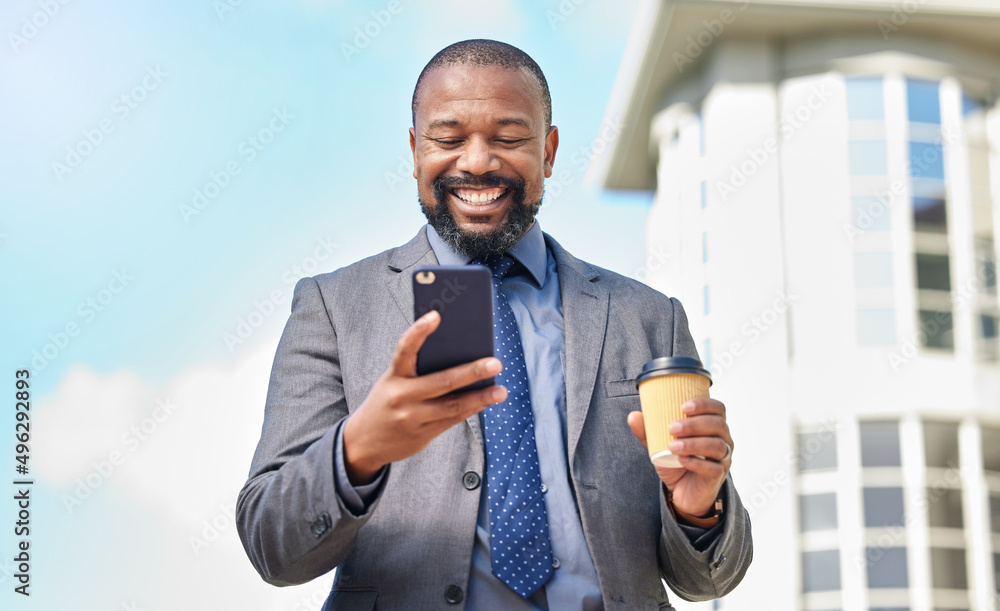 Poster another happy client just tagged me in her post. shot of a businessman using his cellphone while out