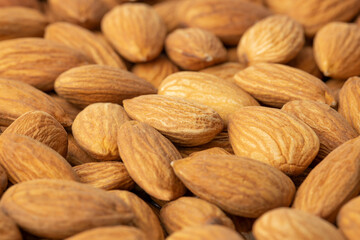 Almond. Almond background..Whole bulk almonds close-up.