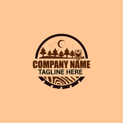 label of wood and forest badge logo simple icon design illustration