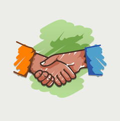 Vector illustration, modified handshake with sketch effect.