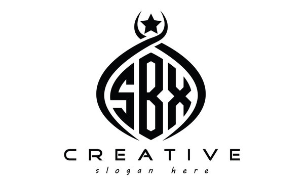 SBX three letters monogram curved oval initial logo design, geometric minimalist modern business shape creative logo, vector template