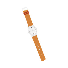 Leather Wristwatch Flat Illustration. Clean Icon Design Element on Isolated White Background