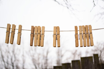 clothespins on rope