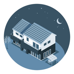 Residential house in the night