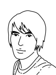 black and white of cute man cartoon for coloring