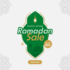Ramadan sale social media banner promotion design template concept