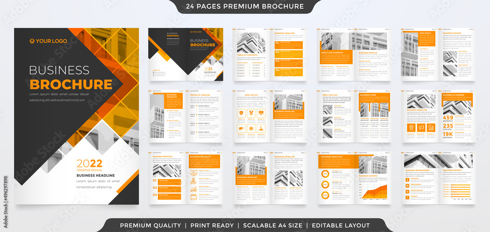 Sticker minimalist brochure template with modern concept and minimalist layout use for business profile and 