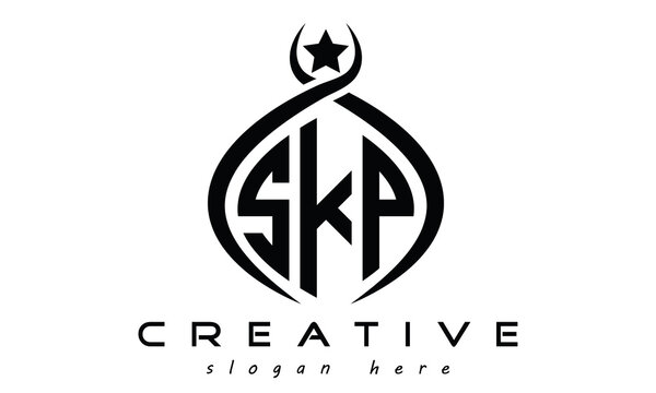 SKP three letters monogram curved oval initial logo design, geometric minimalist modern business shape creative logo, vector template