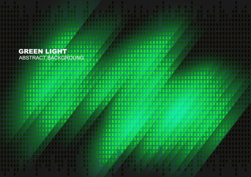 Green Light Ray And Grid Abstract Background