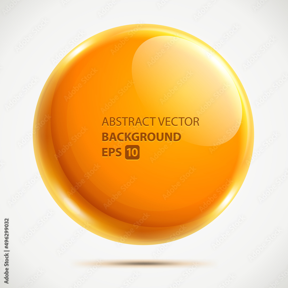 Wall mural yellow volumetric sphere vector template background. bright round shape template with futuristic gra