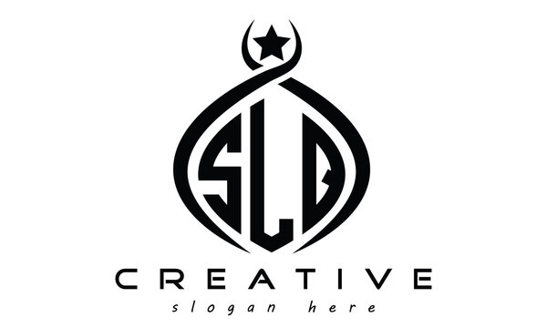 SLQ three letters monogram curved oval initial logo design, geometric minimalist modern business shape creative logo, vector file