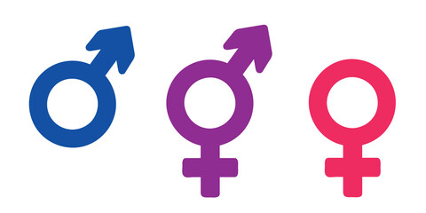 set of gender symbols including neutral icon in different colors