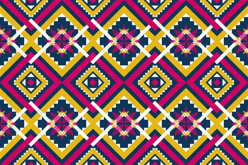 Geometric ethnic seamless pattern in tribal, folk embroidery, and Mexican style. Design for background, wallpaper, vector illustration, fabric, clothing, carpet, wrapping.