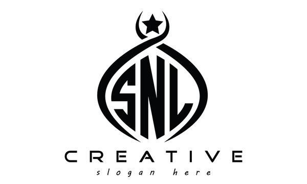SNL three letters monogram curved oval initial logo design, geometric minimalist modern business shape creative logo, vector file