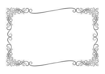 Decorative black framework with floral corners and vignettes. 
