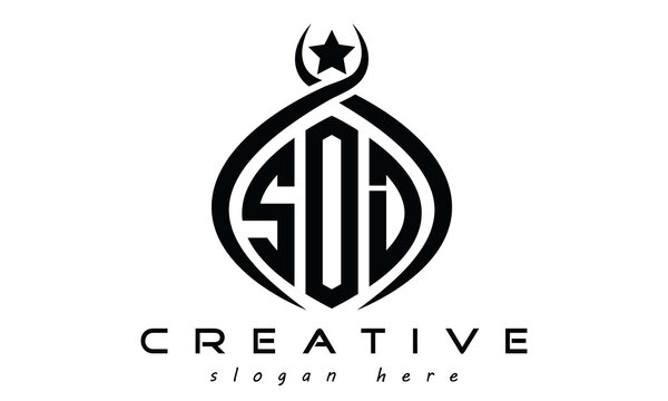 SOD three letters monogram curved oval initial logo design, geometric minimalist modern business shape creative logo, vector file