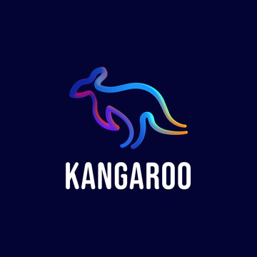 Illustration vector graphic of kangaroo logo design with colorfull gradient
