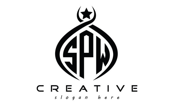 SPW three letters monogram curved oval initial logo design, geometric minimalist modern business shape creative logo