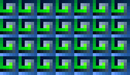 Mosaic pattern wite blue and green gradient squares
