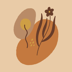 Warm boho floral shapes terracotta modern vector illustration abstract decor