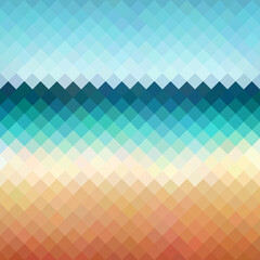 Abstract summer background. Bright coastal landscape, sandy beach and sea waves