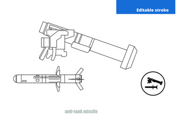 portable anti-tank missile icon, editable stroke - obrazy, fototapety, plakaty