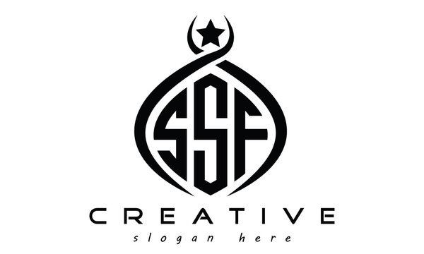 SSF three letters monogram curved oval initial logo design, geometric minimalist modern business shape creative logo