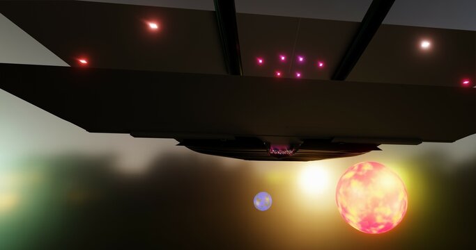 4K 3D Alien Room Space Shuttle Cockpit Sci Fi Background