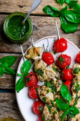 Greek chicken kebab with vegetable salad