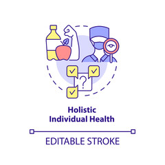 Holistic individual health concept icon. Medical management issue abstract idea thin line illustration. Holistic medicine. Isolated outline drawing. Editable stroke. Arial, Myriad Pro-Bold fonts used