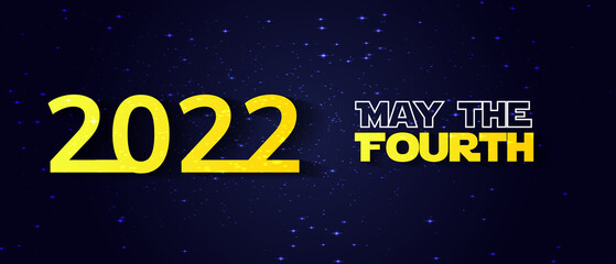 May The 4th. Vector illustration with glowing swords and stars.