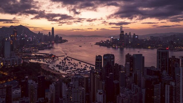Hyperlapse Hong Kong city at evening with DJI Mavic3