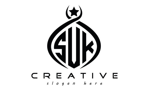 SVK three letters monogram curved oval initial logo design, geometric minimalist modern business shape creative logo, vector template
