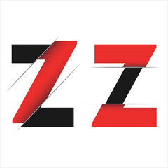Z Letter Logo Design cutted in the middle with a red line and with sharp edges. Creative logo design. Fashion icon design template.